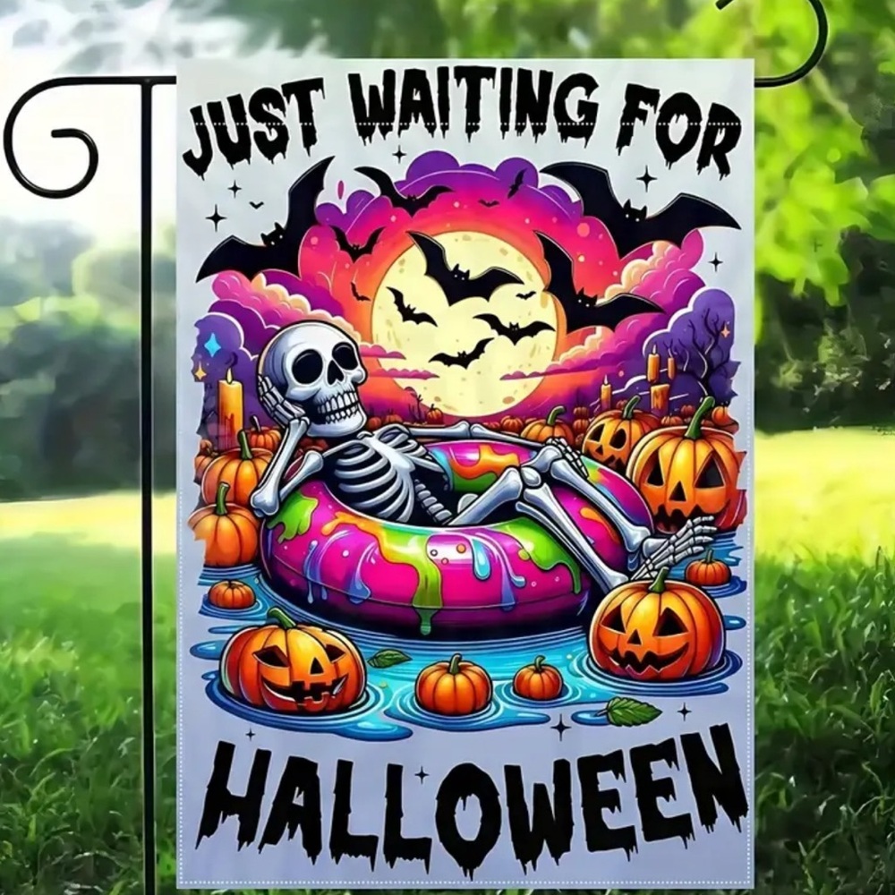 Skeleton Halloween Garden Flag